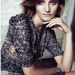 Isabel Marant Pour H&M Peacock Silk Ruched Blouse 4